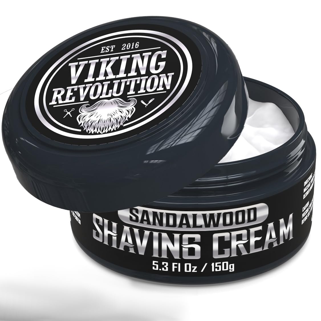 Viking Revolution Luxury Shaving Cream for Men- Sandalwood Scent - Soft, Smooth & Silky Shaving Soap - Rich Lather for the Smoothest Shave - 5.3oz