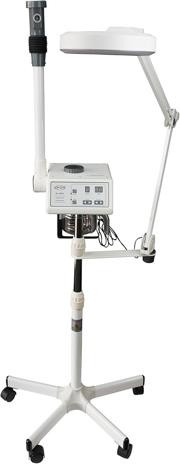 Professional Facial Steamer with LED Magnifying Lamp - 2 in 1 Digital Controls, Aromatherapy, Esthetician Supplies for Beauty Salon, Spa Equipment, and Home Use- Combo Unit