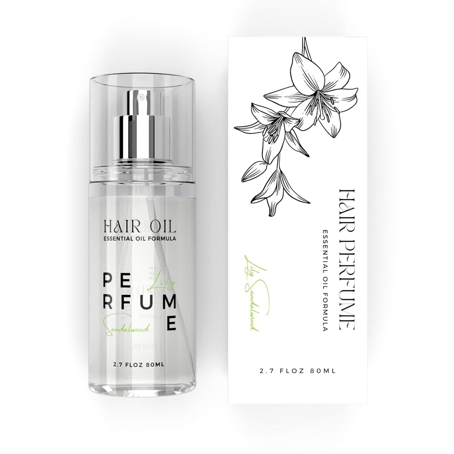 Hair Perfume Oil for Women (Lily Sandalwood), Argan Oil Heat Protection Spray for Dry, Damaged, Firzzy Hair Care, Long Lasting Fragrance Mist with Keratin & Elastin for Nourish & Smooth 2.7 fl oz