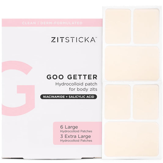 ZitSticka Pimple Patches | Face & Body | Hydrocolloid Patches | Cover Zits & Blemishes | Acne Patches or Zit Spot Stickers | Body Blemish Patch | GOO GETTER BODY PATCH | Pack of 9