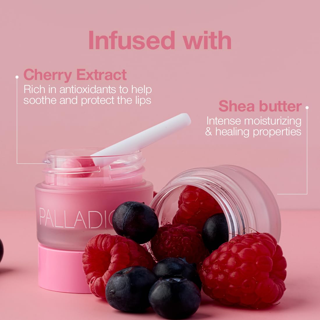 Palladio Lip Mask Intense Overnight Moisturizer to Nourish and Repair Dry Lips While Sleeping, Hydrates for Smooth, Soft, Plump Lips Infused with Shea Butter and Sweet Cherry