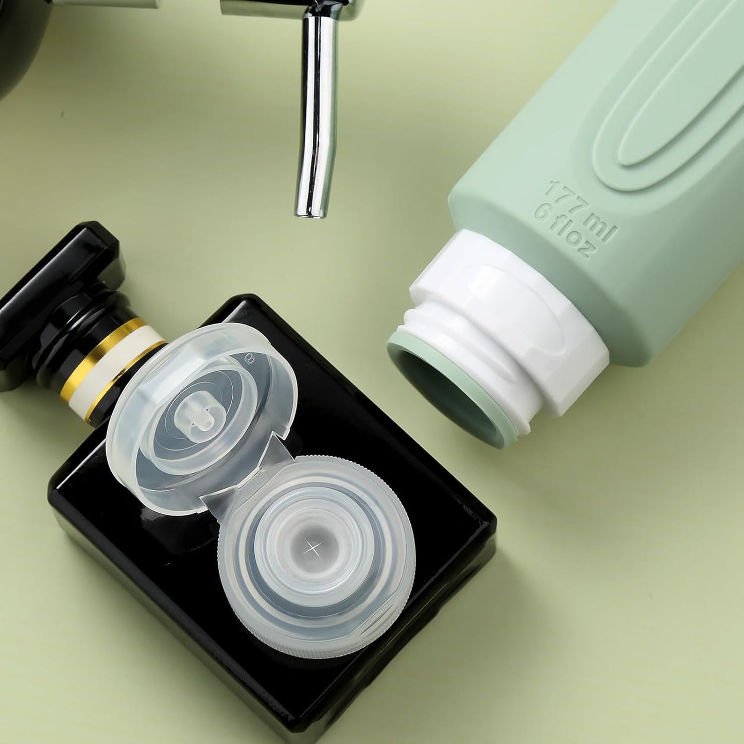 Travel Bottles for Toiletries, Large 6oz Oversize Containers, BPA Free Leak Proof Tubs Refillable Liquid Traveler Accessories with Toiletry Bag for Cometic Shampoo and Lotion Soap (4 Pack)