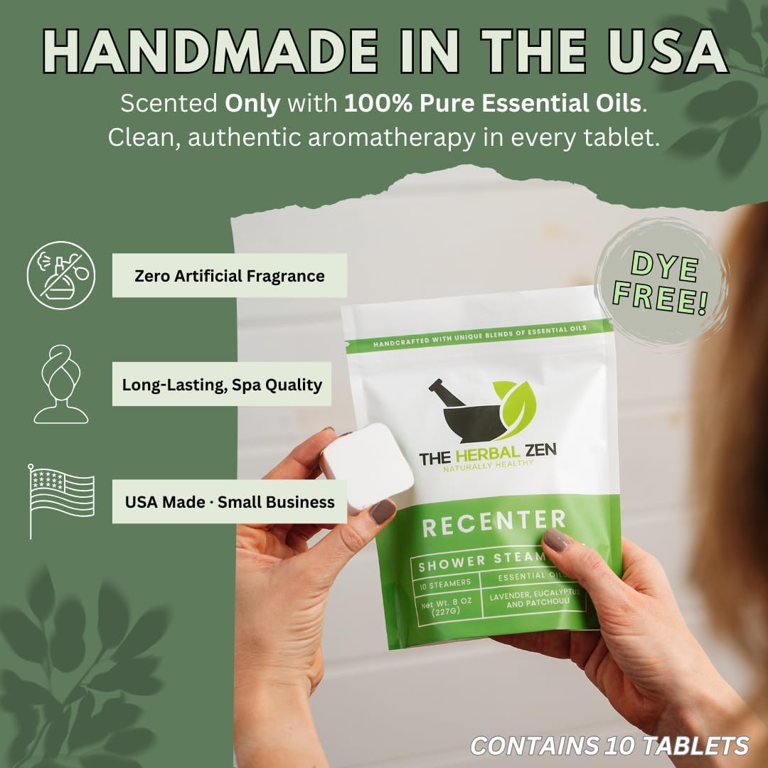 Recenter Shower Steamers Aromatherapy with Lavender and Eucalyptus Essential Oils, Aromatherapy Shower Bombs, Self Care Gift, Birthday Gift for Women, Bath Steamer for Women and Men