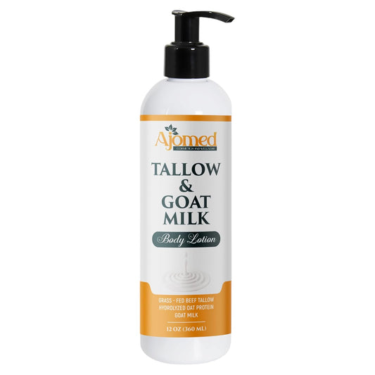 Grass Fed Beef Tallow & Goat Milk Body Lotion for Sensitive Skin, Organic Tallow Lotion - Soothes Dry Patches, dry skin, Eczema-Goat Milk Moisturizer - Handmade Tallow Body Lotion (UNSCENTED, 12 Oz)