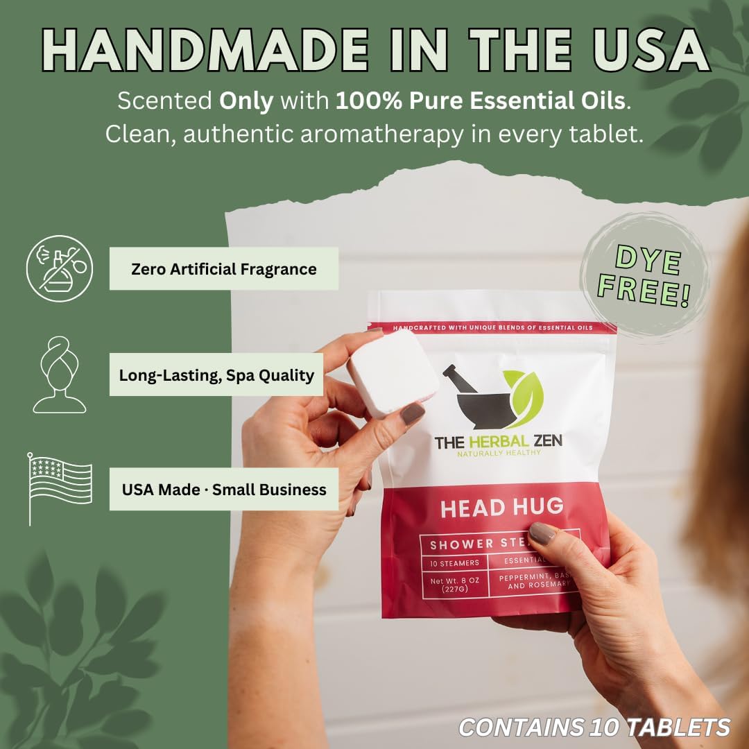 Head Hug Shower Steamers Aromatherapy for Soothing Relief, Bath Gift for Women, Mothers Day, Shower Steamers for Women and Men, Shower Bombs Made in The USA, Shower Tablets with Essential Oils