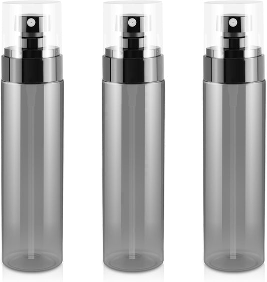 3Pack Small Spray Bottle, 4oz Black Plastic Fine Mist Mini Spray Bottles, Empty Refillable Travel Bottles for Hair, Cleaning, Salons, Planting, Skin Care