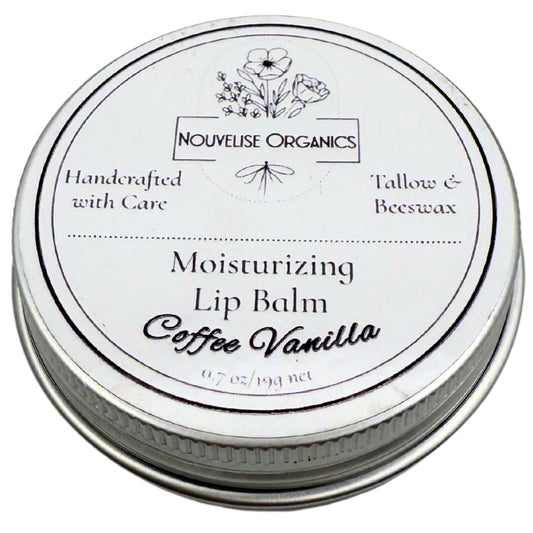 Tallow Lip Balm | 100% Organic Tallow, Organic Beeswax, Jojoba, and Shea Butter | Moisturizing Lip Care for Dry, Chapped Lips | Handcrafted in USA - Coffee Vanilla