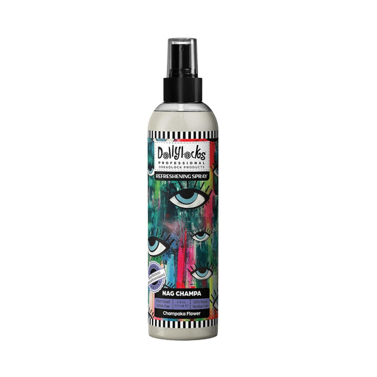 Dollylocks Refreshening Spray – Residue-Free Dreadlock Spray & Loc Moisturizer, Plant Based Deodorizer & Conditioner for Dreads, Vegan & pH-Balanced (Nag Champa Scent, 8oz)