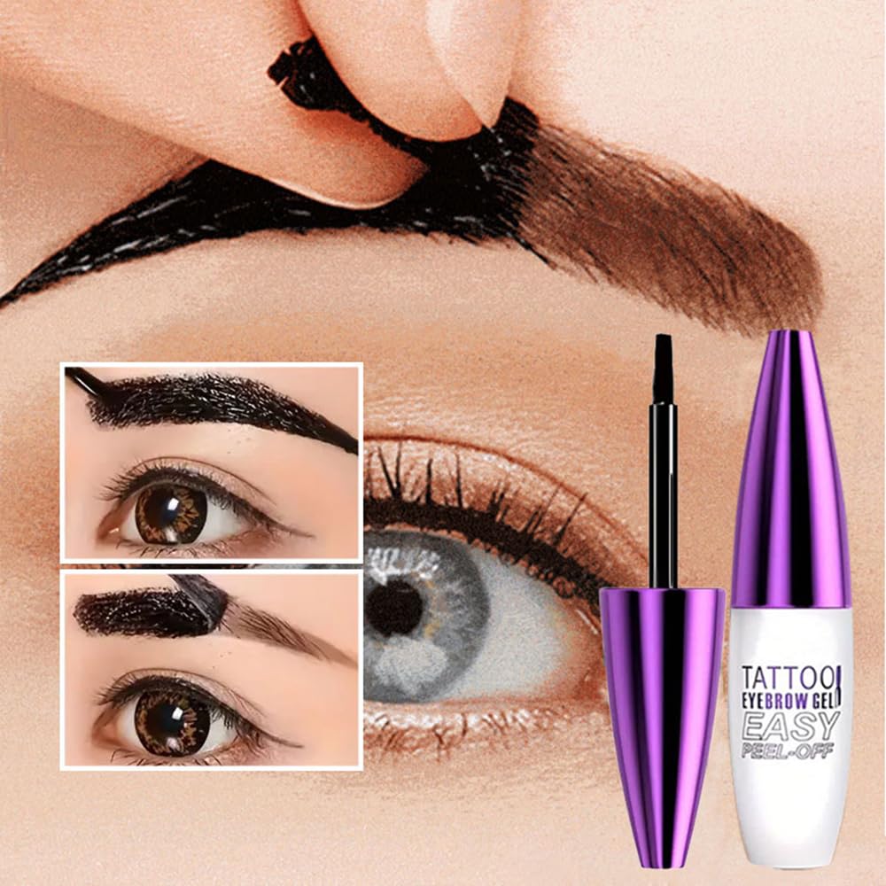 Peel Off Tattoo Brow Tint Gel - 2pcs Gray Brown Eyebrow Kit, Waterproof, Transfer-Proof & Sweatproof, Quick Peel Formula for Natural Fuller Brows, Mother’s Day Gifts for Women All Skin Types