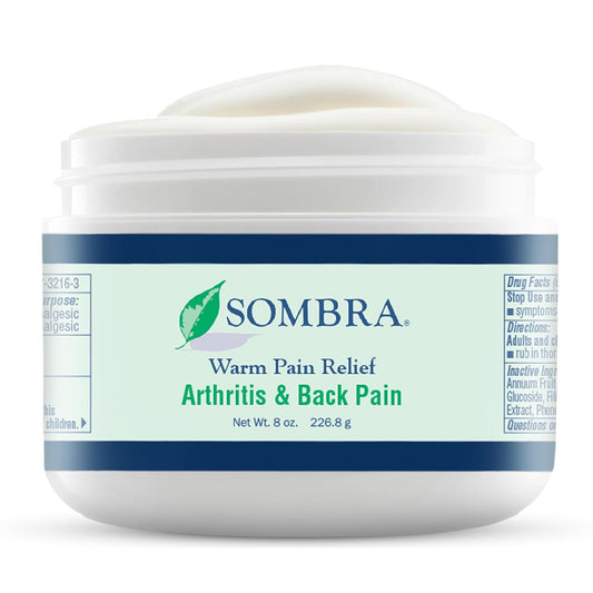 Sombra Warm Pain Relief Gel, Warm Relief for Arthritis and Chronic Pain Pre-Workout Muscle Rub Vegan Formula Free of Artificial Fragrances, Dyes, NSAIDs, Wax, Petroleum, Alcohol - 8oz Jar