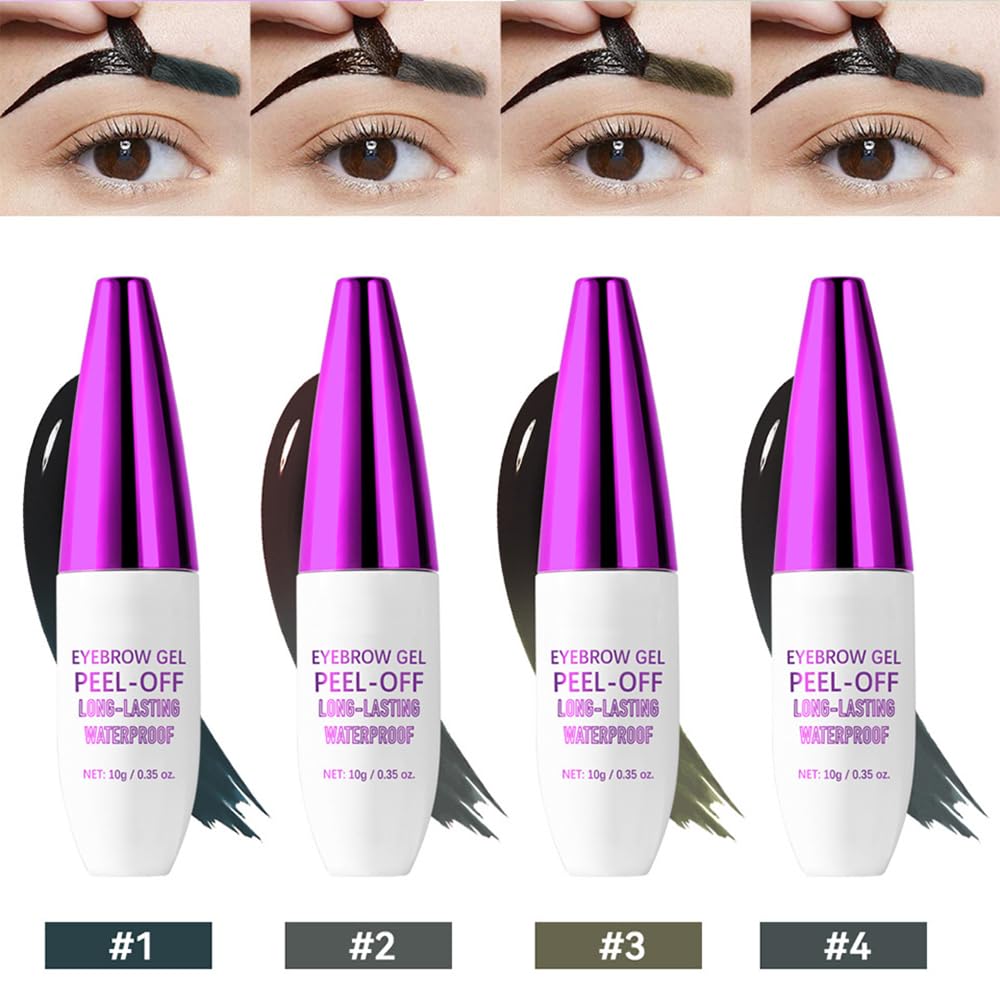 2Pcs Peel Off Eyebrow Tint Gel - Waterproof & Sweatproof All-Day Wear, Transfer-Resistant Tattoo Effect, All Skin Types + Mother’s Day Gift Set, 02#Brown