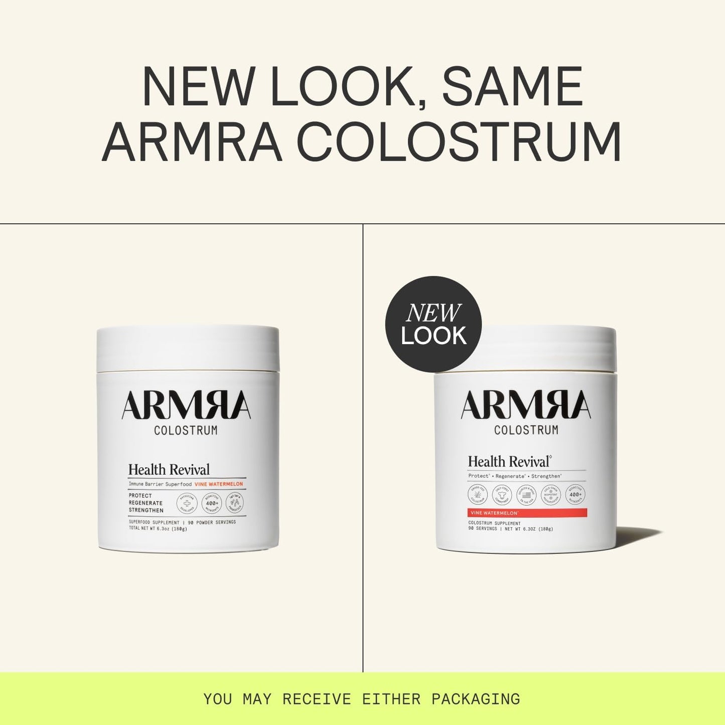 ARMRA Colostrum™ Powder | Vine Watermelon | Gut Health & Bloating | Skin & Hair | Immunity | Keto, Gluten & Fat-Free | 90 Servings