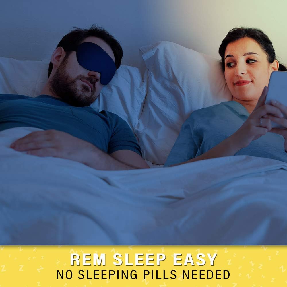 Silk Sleep Eye Mask for Men Women, Comfortable Super Soft Eye Mask with Adjustable Strap, 100% Pure Silk, Blocks Light, Jersey Slumber (Blue, 1 Count (Pack of 1))