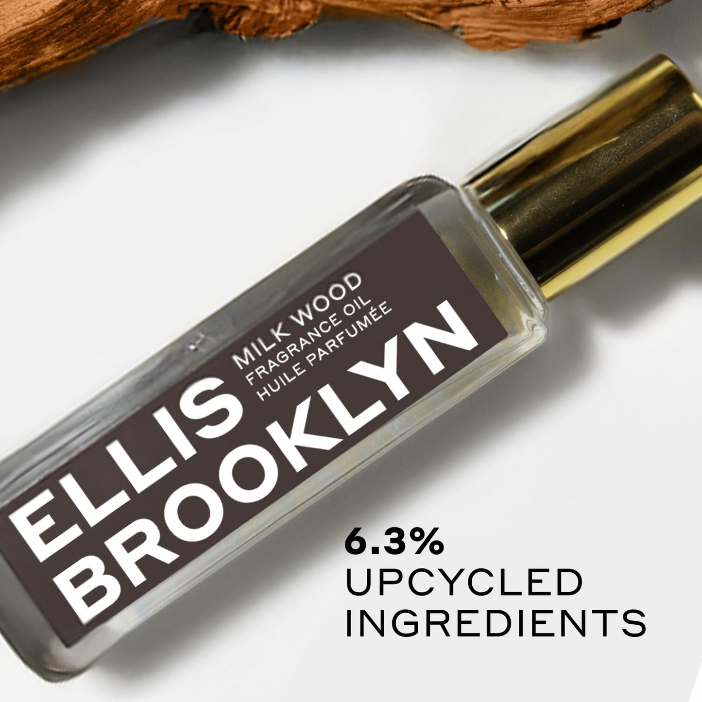 Ellis Brooklyn Milk Wood Perfume Oil Roll-On for Women – Sandalwood & Amber Musk Perfume Oil - Notes of Coconut Milk, Freesia & Bergamot– Long Lasting Fragrance, Travel-Friendly Rollerball, 15ml