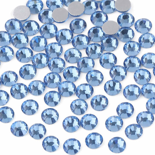 Beadsland 2880pcs Flat Back Crystal Rhinestones Round Gems for Nail Art and Craft Glue Fix,Light Blue,SS4,1.5-1.7mm