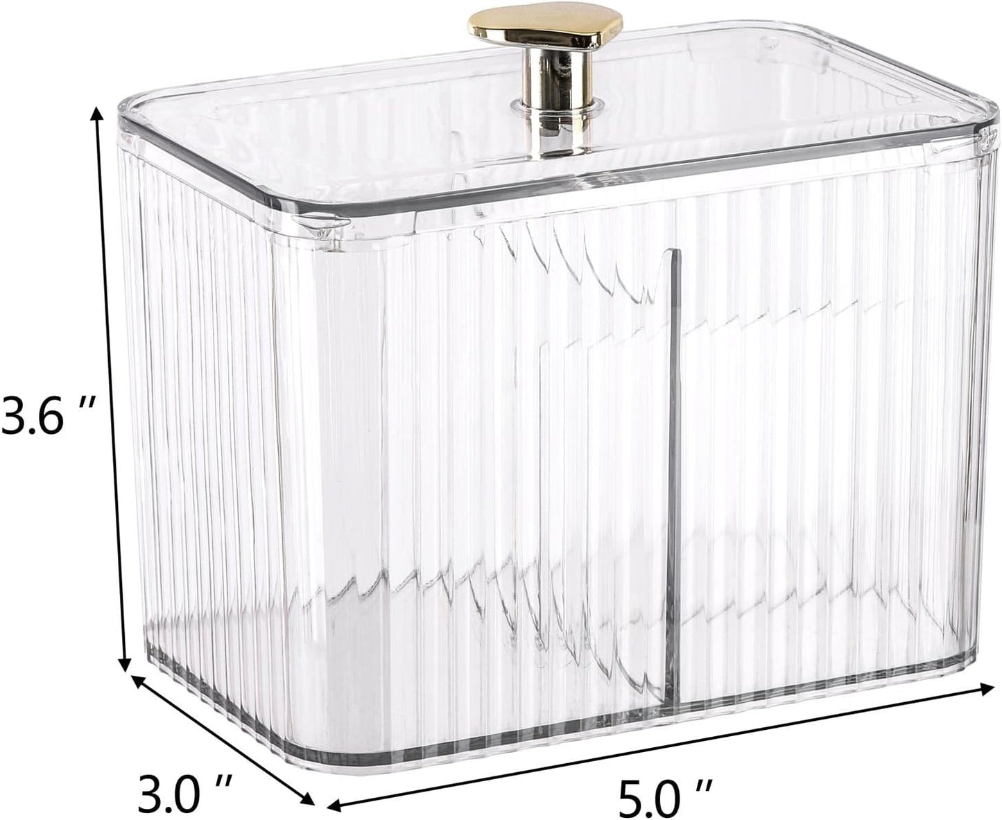 Tbestmax Qtip Holder Dispenser 3-Section Clear Bathroom Organizer Jar 3 Grids Cotton Swab/Pad/Ball Holder Container Cosmetics Storage for Vanity