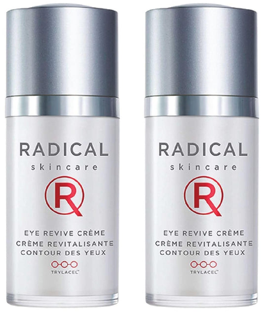 Radical Skincare Eye Revive Creme - 4 in1 Anti-Aging Solution Combats Wrinkles, Dark Circles, Puffiness, & Fine Lines - For All Skin Types Including Sensitive Skin - Paraben Free (0.5 Fl Oz, 2 Pack)