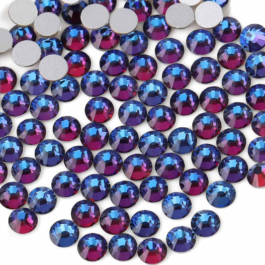 Beadsland 2880pcs Flat Back Crystal Rhinestones Round Gems for Nail Art and Craft Glue Fix,Blue Volcano,SS4,1.5-1.7mm