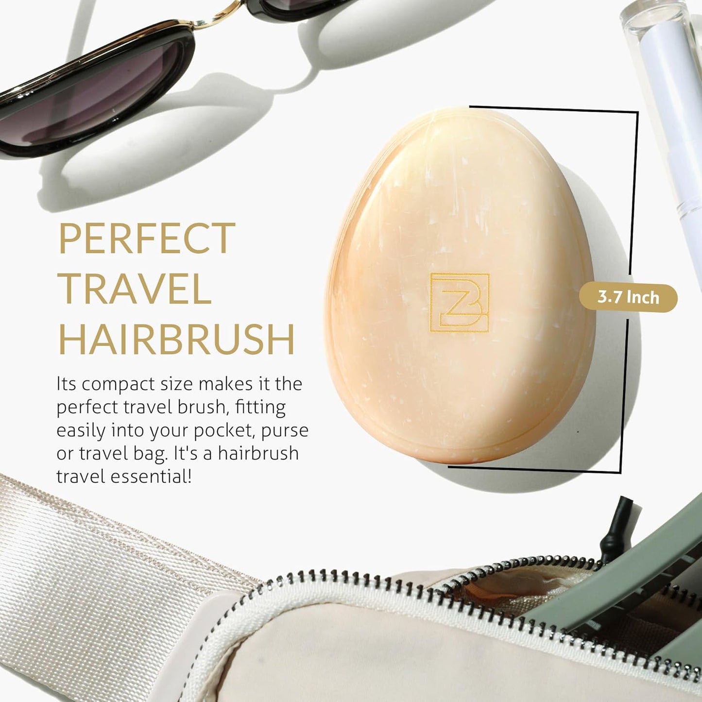 Travel Hairbrush - Mini Hair Detangler for Women Teens Kids - Sensory Scalp Massager - Small Portable Comb - Thick, Curly, Straight, Wet, Dry - Compact Detangler - Purse Essentials