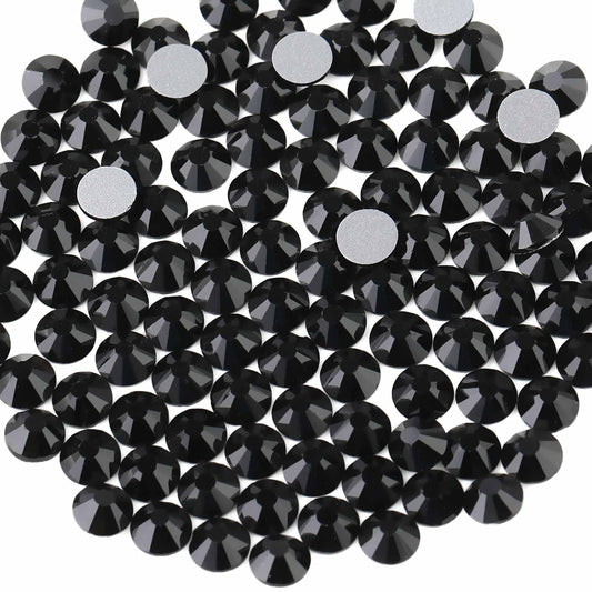 Beadsland 144 Pieces Flat Back Crystal Rhinestones Round Gems for Nail Art and Craft Glue Fix,Black,SS40,8.4-8.7mm
