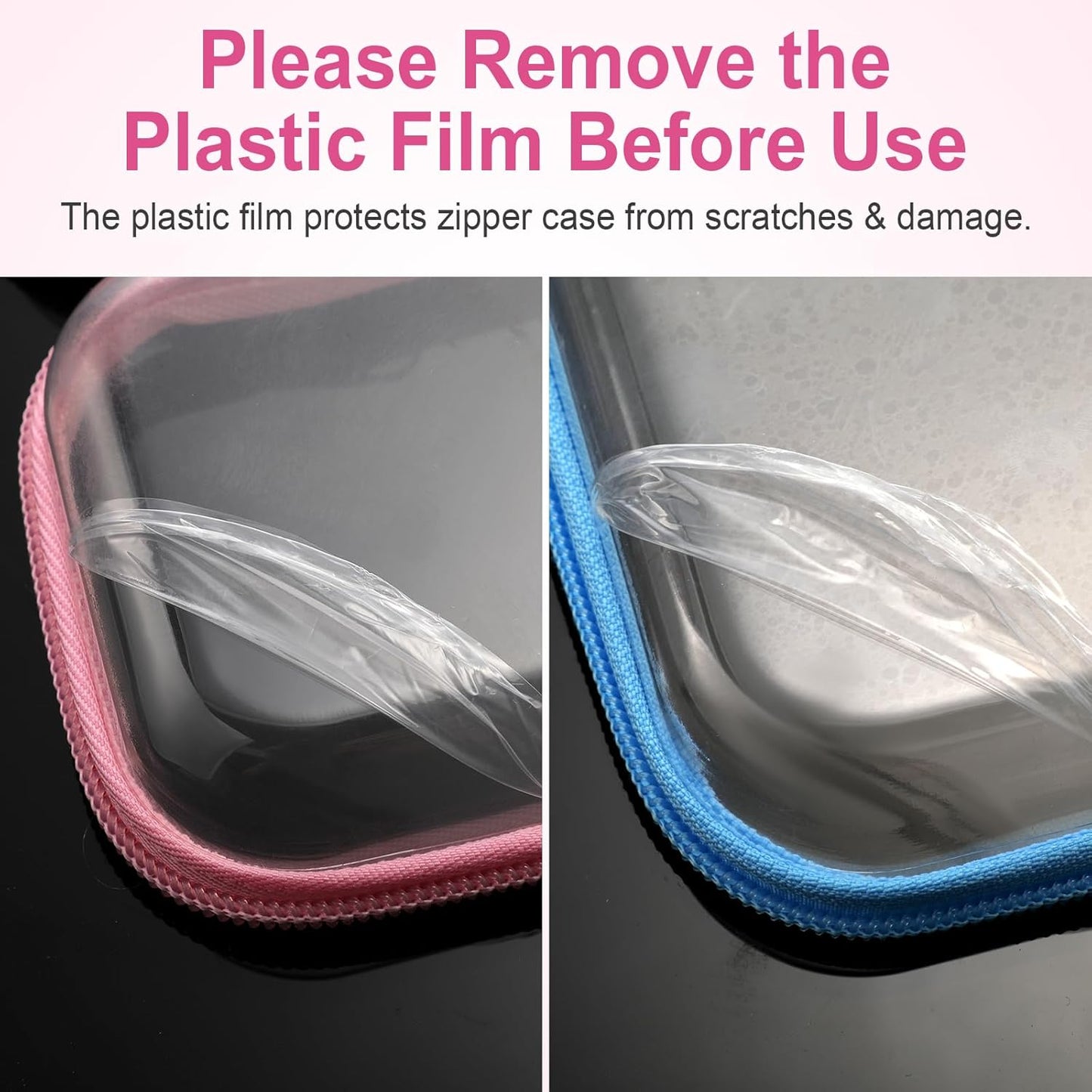 Hoolerry 4 Pcs Hard Clear Zipper Case Makeup Bags Plastic Pencil Pouch Transparent Storage Box Containers for Cosmetics, Snacks, Building Blocks, Puzzles(Multicolor,5 x 3 x 2 in)