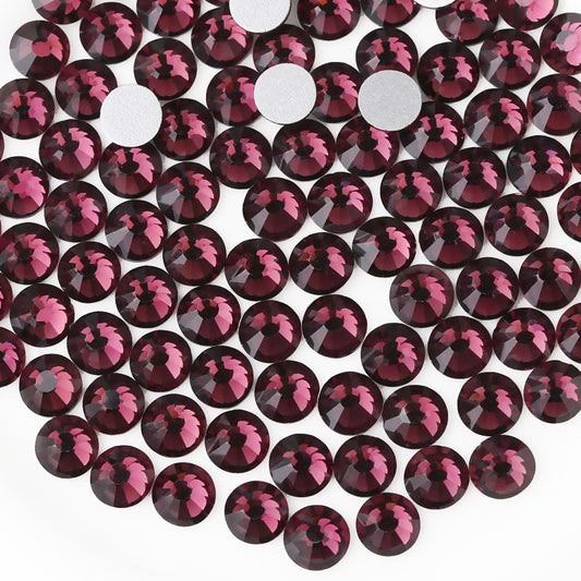 beadsland Flat Back Crystal Rhinestones Round Gems, Amethyst (1.3-1.4mm) SS3/1440pcs
