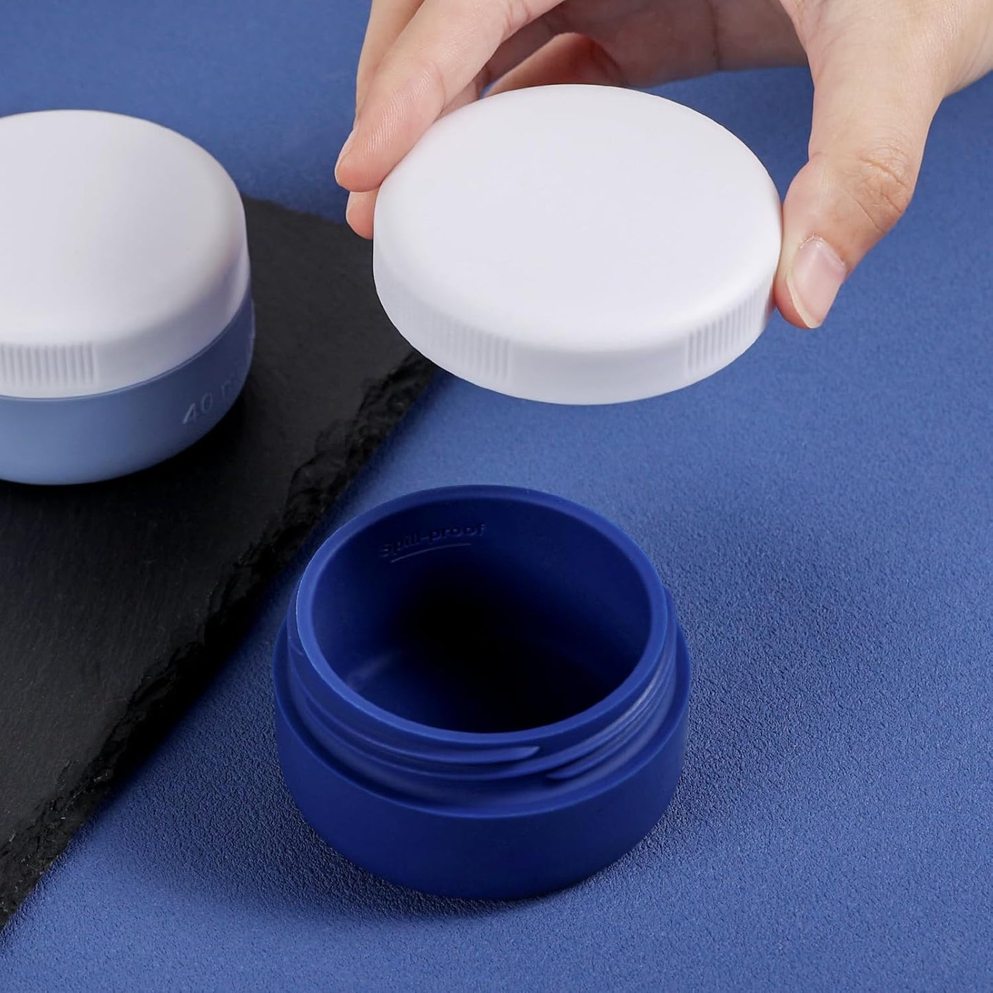 Travel Containers for Toiletries, Silicone Cream Jars BPA-Free, Leak-proof 1.35oz Travel Size Containers, Portable Size Silicone Jars with Lid for Cosmetic Face Hand Body Cream (4 Pack)