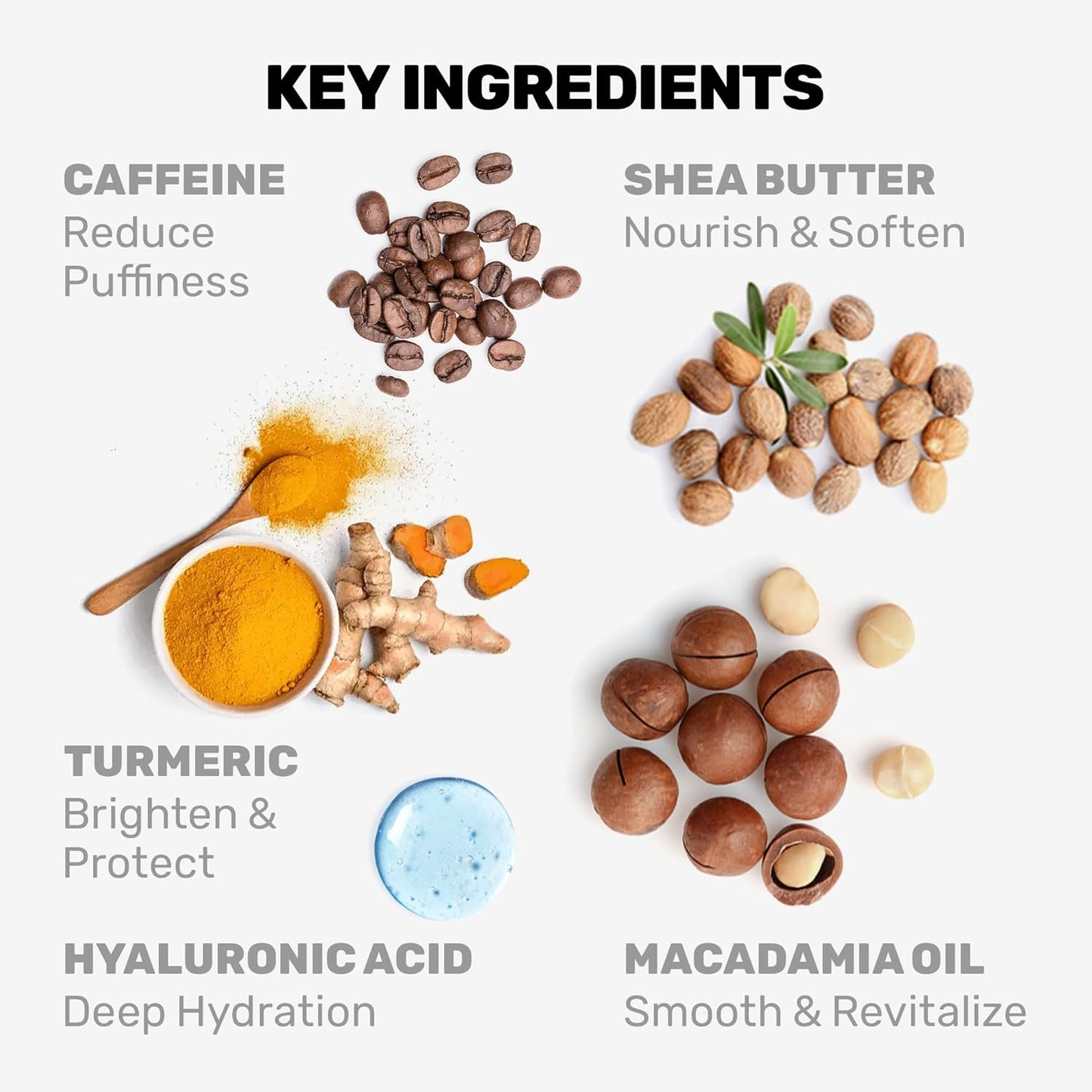 Under Eye Cream with Caffeine, Turmeric & Hyaluronic Acid | Vibrating Applicator & Snail Mucin | Anti-Aging Treatment to Reduce Wrinkles, Dark Circles, Puffiness, Bags Intense Hydration 0.7 oz