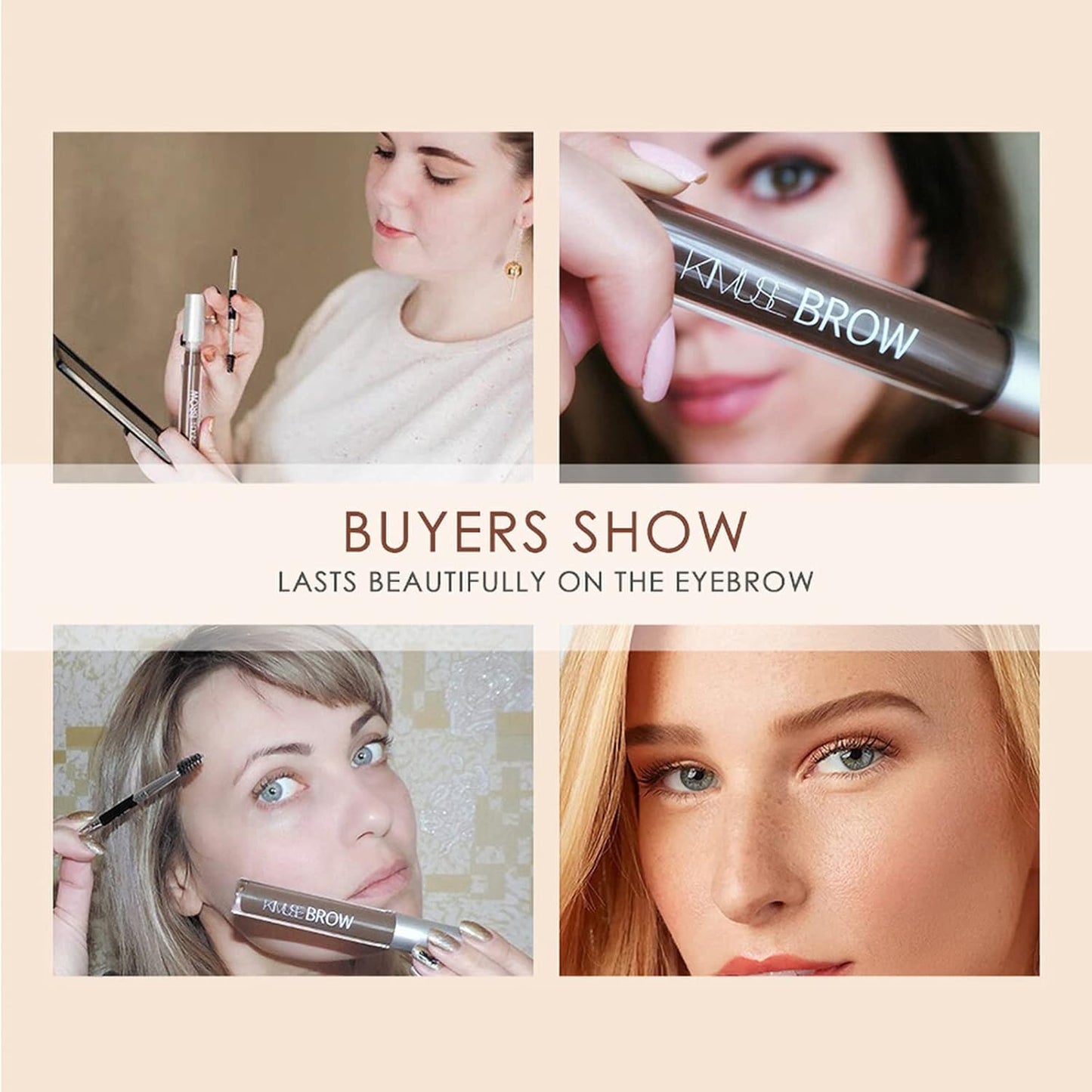 Waterproof Liquid Eyebrow Gels, Smudge-Proof, Sweat Resistant, Full Natural-24Hours Long Lasting Tinted Makeup Color Gel with Brow Pen (BLONDE)