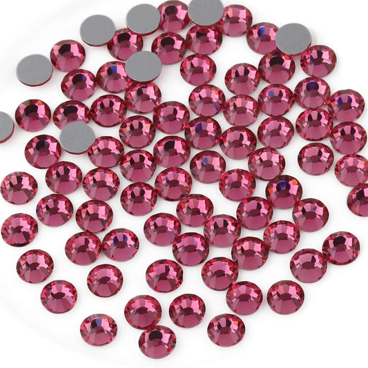 beadsland 1440pcs Flat Back Crystal Rhinestones Round Gems for Nail Art and Craft Glue Fix,Rose(SS16(3.8-4.0mm))