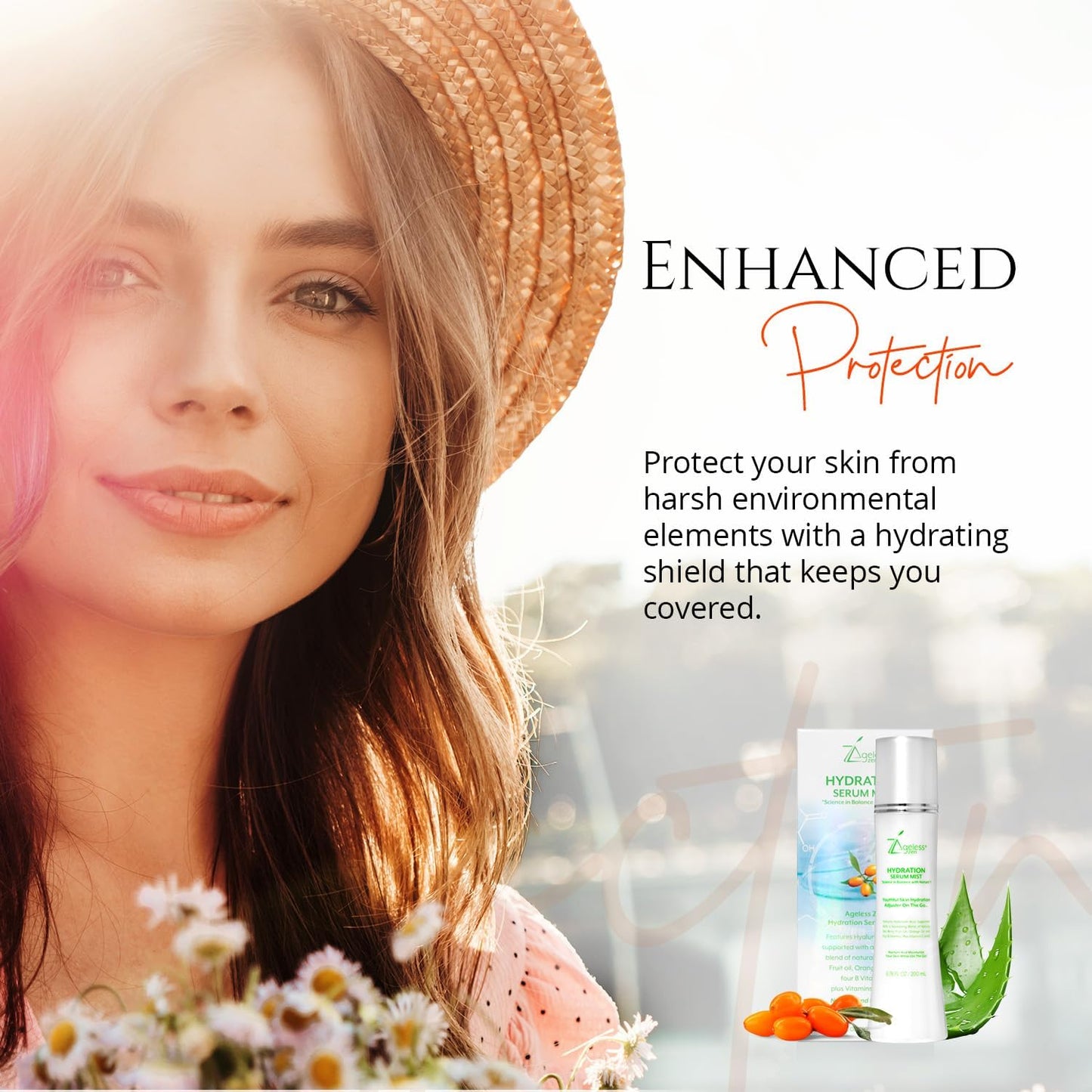 Hydrating Serum Mist (6.26 + 1.35) FL OZ - (Comes with Refill) - Improves Tone & Texture – Calms, hydrates, refreshes Sensitive Skin - Hyaluronic Acid Serum, E Vitamins - Anti-Wrinkle