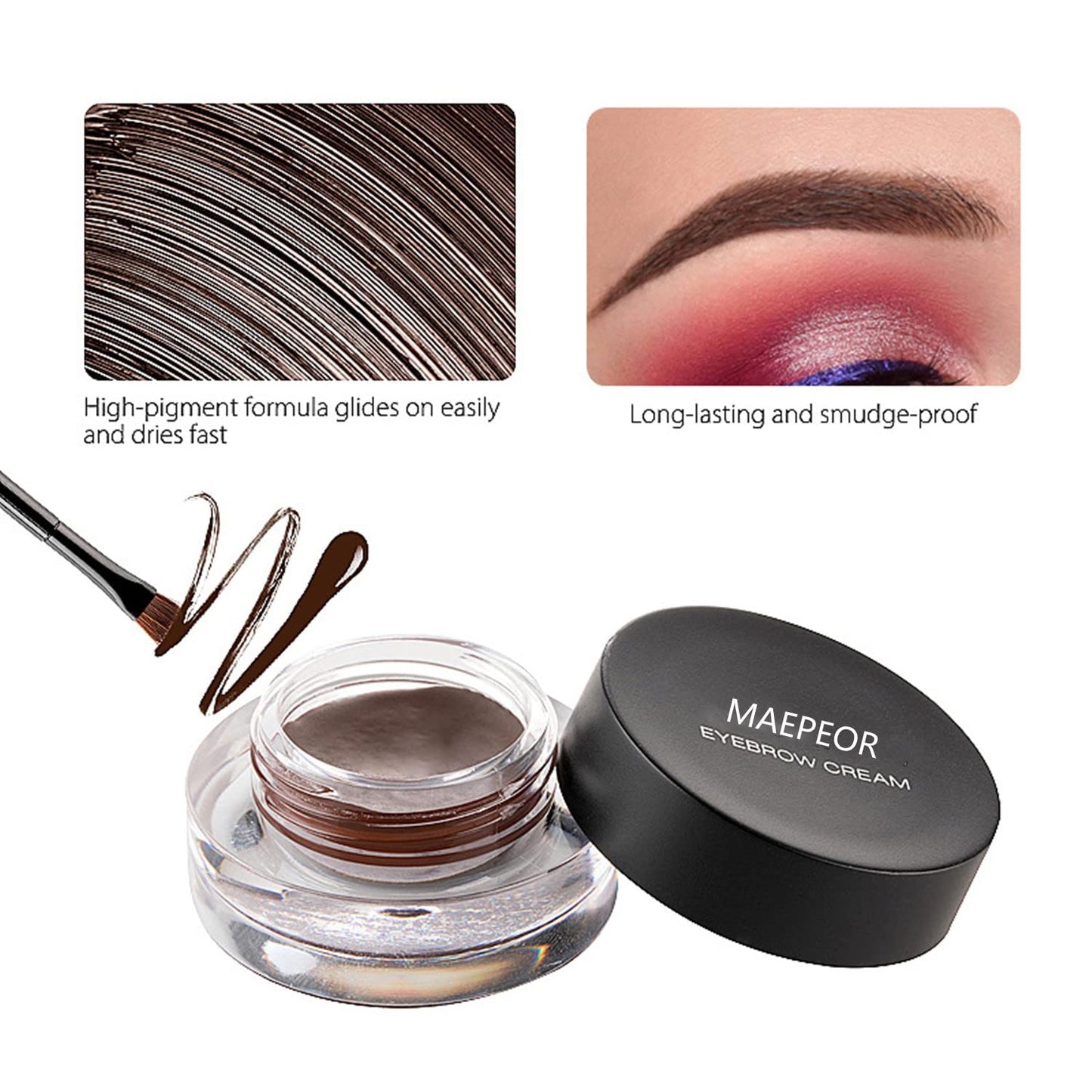 MAEPEOR 12 Colors Eyebrow Pomade Full-pigmented Long Lasting Waterproof Eyebrow Cream Gel Filling & Shaping Tinted Eyebrows Enhancers with Brush for Daily or Cosplay (12 Purple)