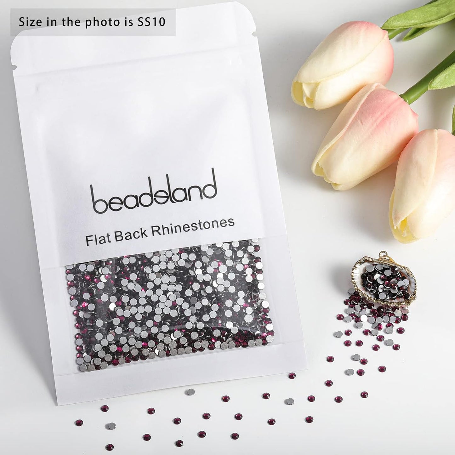 beadsland Flat Back Crystal Rhinestones Round Gems, Amethyst(2.7-2.8mm) SS10/1440pcs