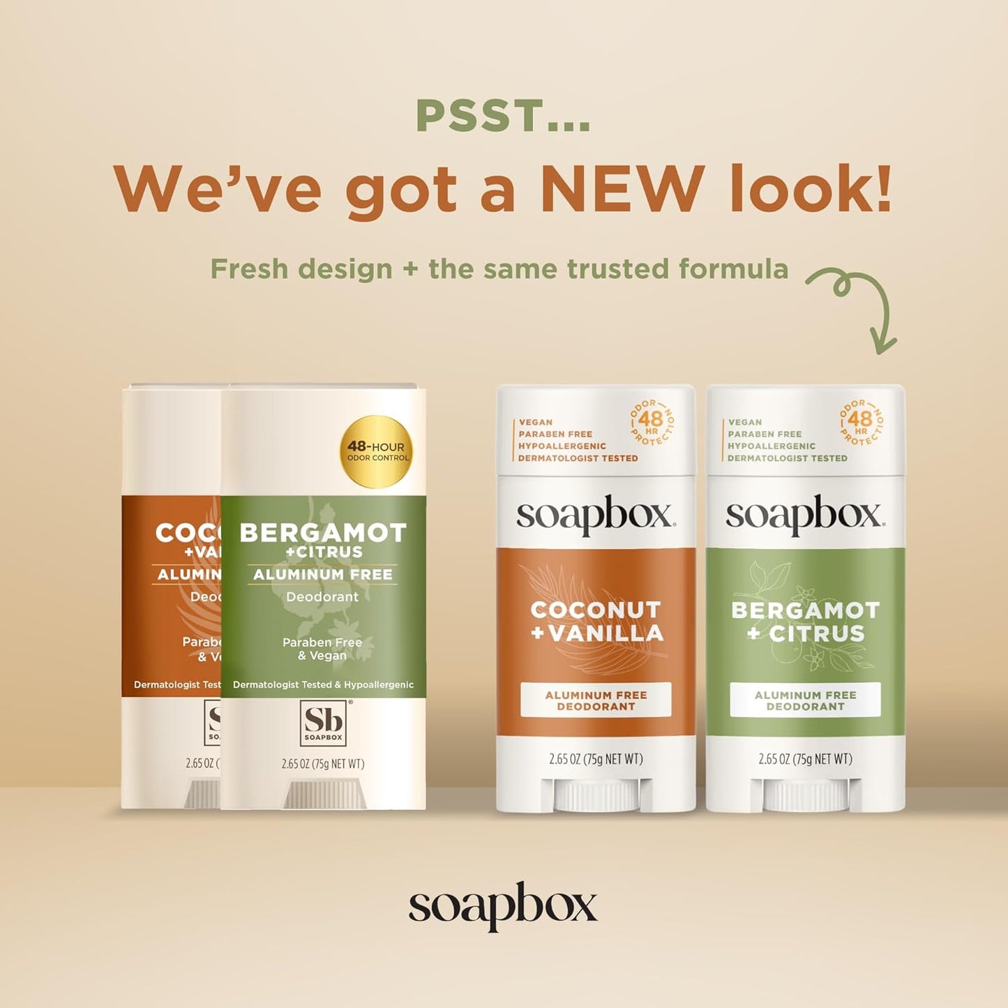 Soapbox Aluminum Free Deodorant, Coconut & Vanilla Scented Deodorant, Scented Aluminum-Free Natural Deodorants, 2.65oz