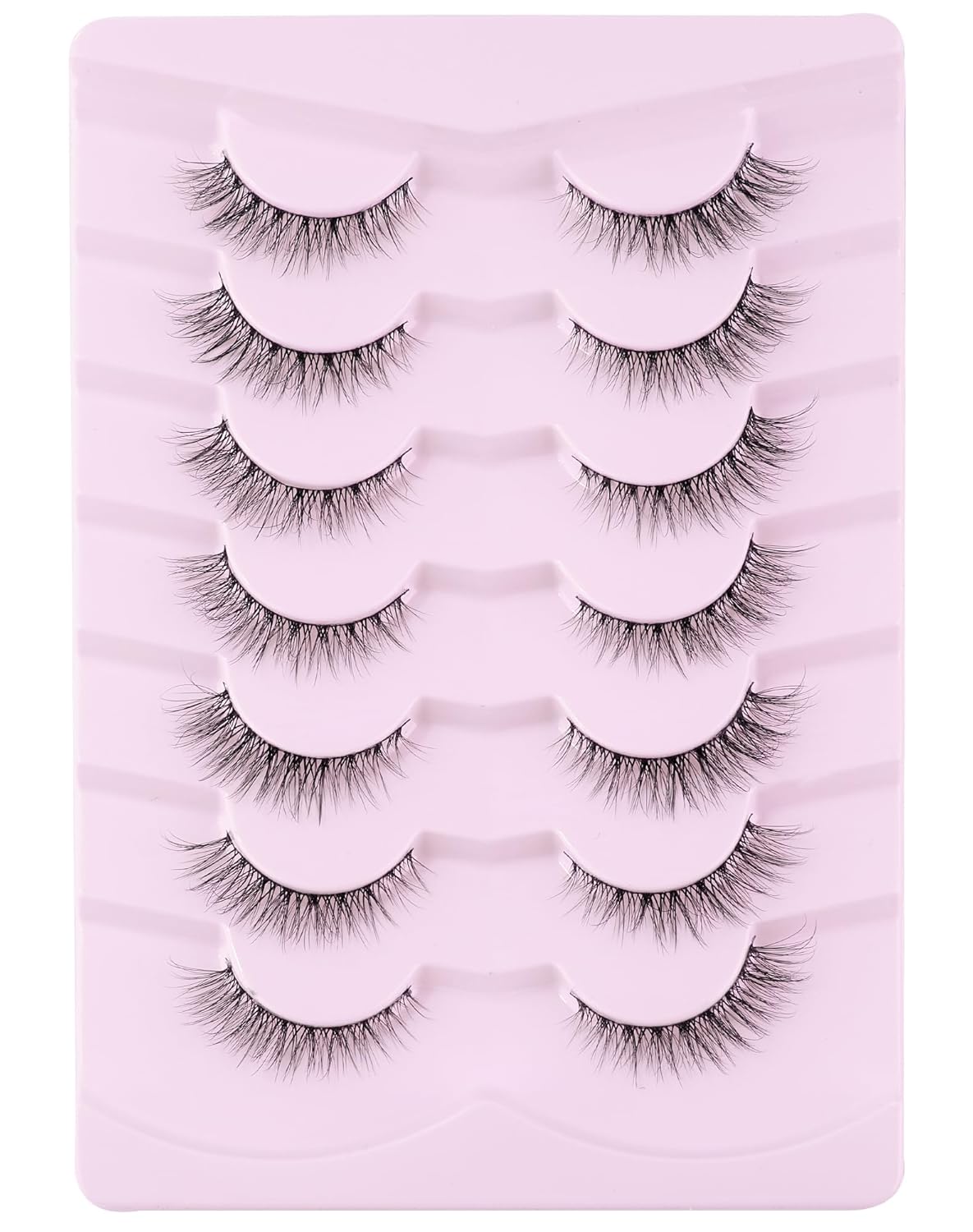 Lashes Natural Cat Eye Lashes Wispy Lashes 13mm False Lashes Wispy Lashes C Curl Strip Eyelashes Thin Cotton Band Soft Fake Eyelashes False Lashes Pack 7 Pairs