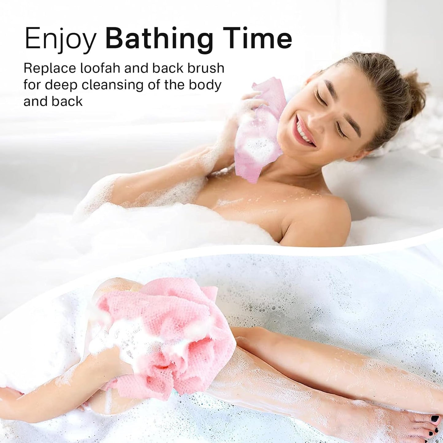 Yiclick Exfoliating Washcloth Towel【3 Pack】- Exfoliating Body Scrubber Exfoliator, Back Scrubber for Shower Bath, Exfoliate Rags Wash Cloths, Loofah Lufa Sponge, Body Scrub & Exfoliation Women Men