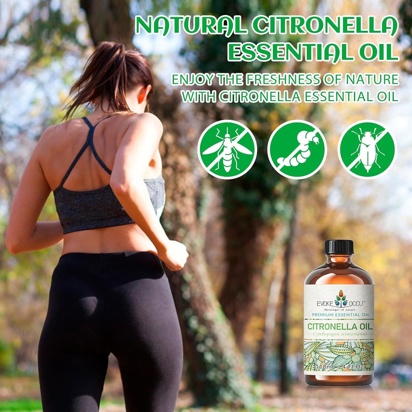 EVOKE OCCU Citronella Oil for Cleaning, Air Freshening, Add to Spray and Diffuser - 4 Fl Oz