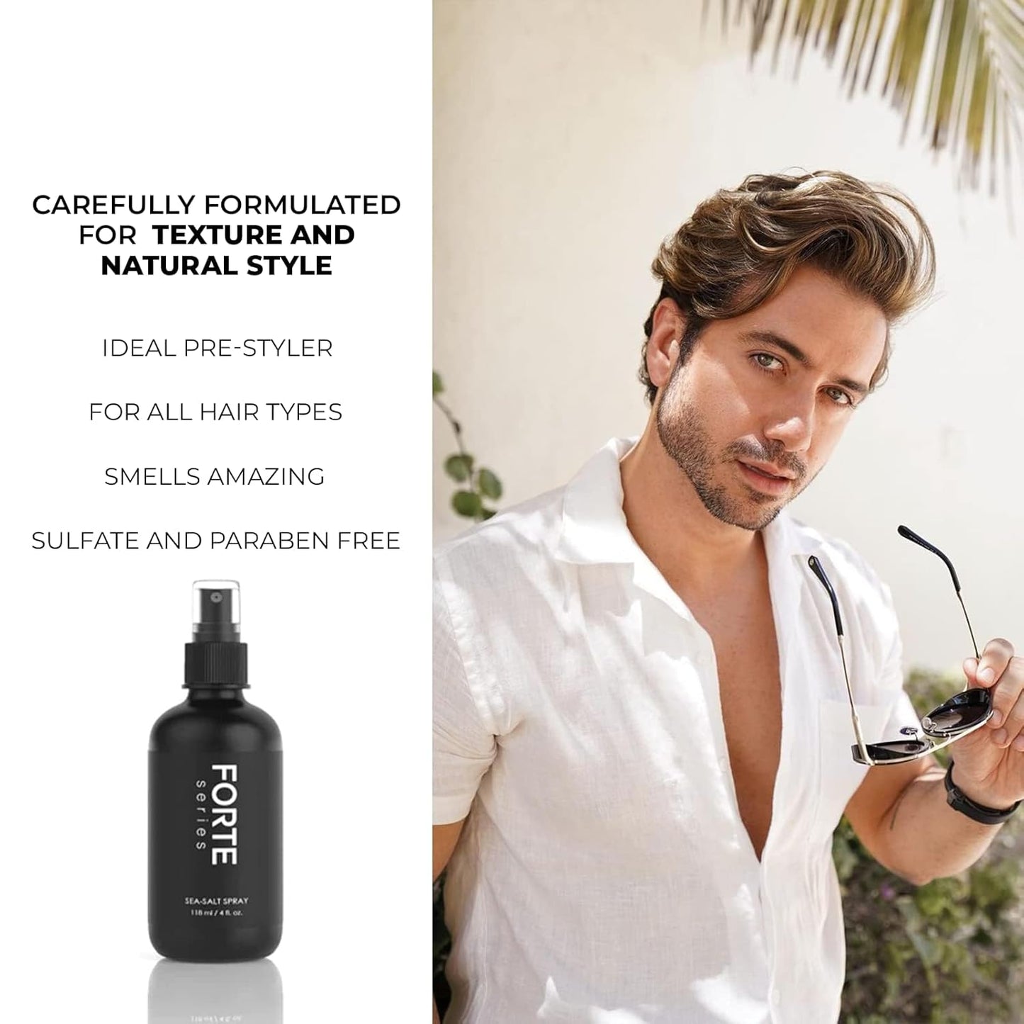 Alex Costa Sea-Salt Spray by Forte Series | Hair Volume for Men | Volumizing & Texturizing for Hair | Beachy Surfer Hair, Volume Hairspray for All Hair Types, (4 oz)