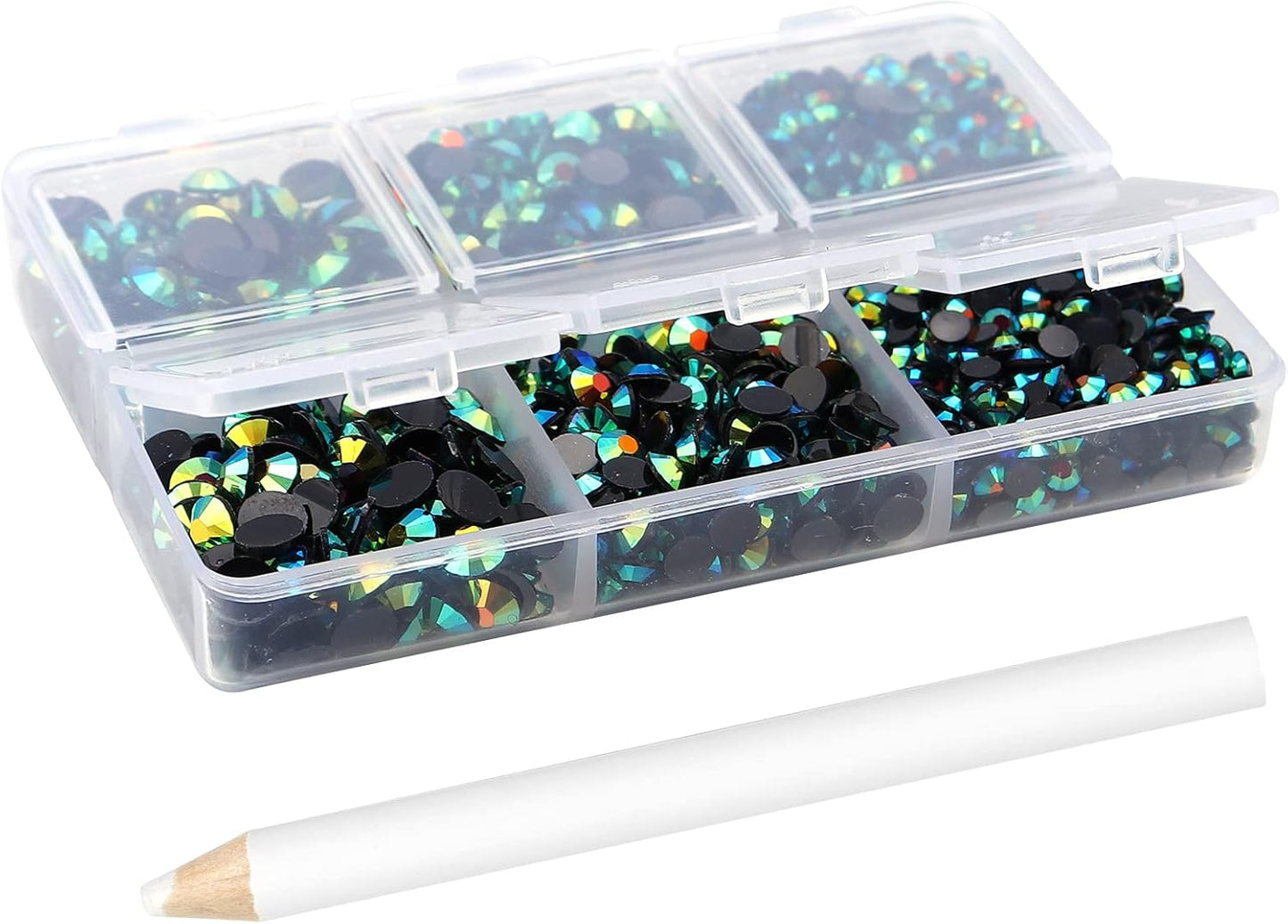 Multi Size 3mm 4mm 5mm Rhinestones Set for Nails Crafts Emerald Non Hotfix Rhinestones Nail Gems Rhinestone Jelly AB&Round Flat Back Resin Rhinestone for Makeup Clothes Shoes Eyes Bottles Crafts