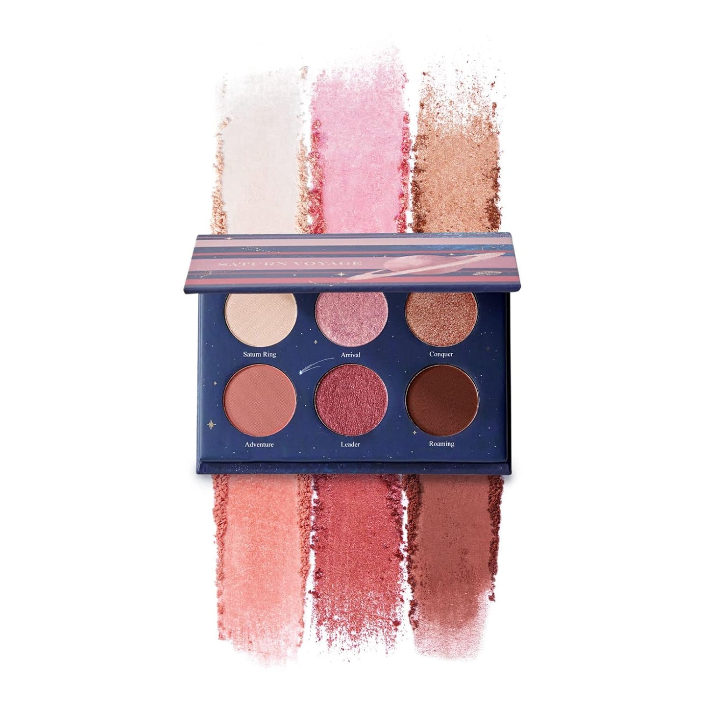 READY TO SHINE Pocket-Sized Small Eyeshadow Palette with 6 Highly Pigmented Matte, Frost, and Shimmer, Saturn Voyage Mini Travel Eyeshadow Palette