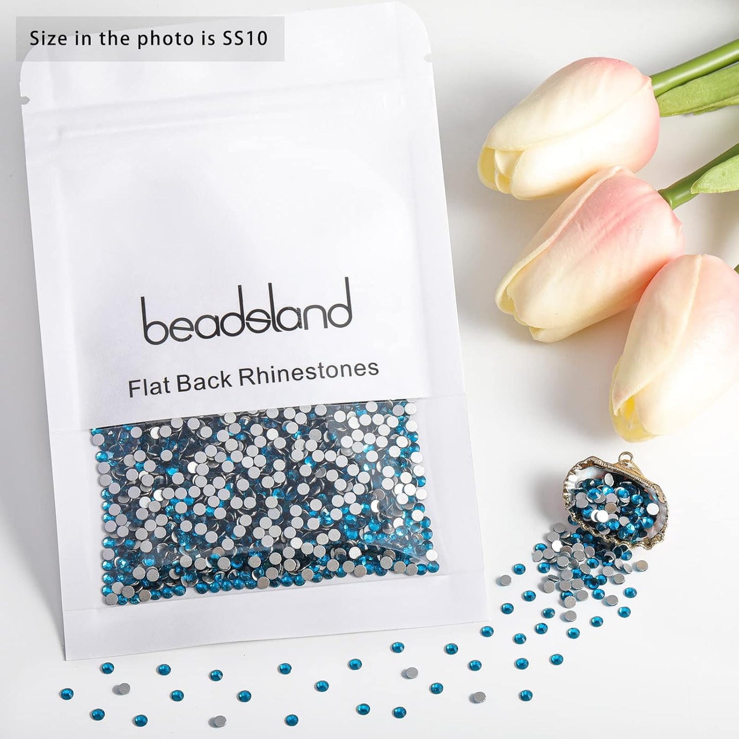 beadsland Flat Back Crystal Rhinestones Round Gems, Indicolite (2.7-2.8mm) SS10/1440pcs