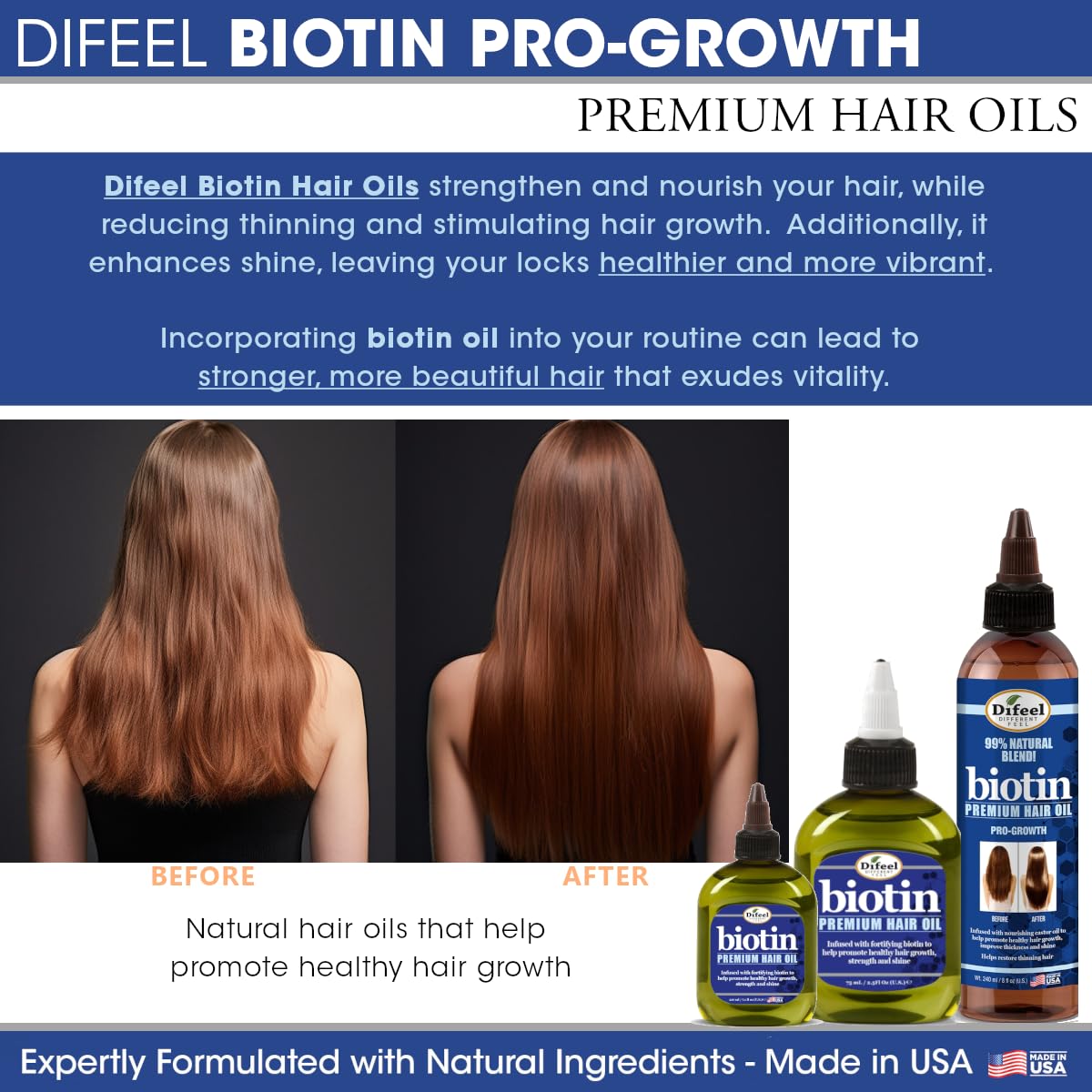 Difeel Premium Biotin Hair Oil 7.1 oz. (Pack of 2)