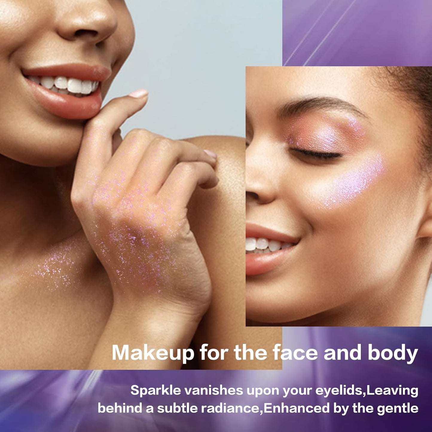 LANGMANNI Holographic Body Glitter Gel for Body, Face, Hair and Lip.Color Changing Glitter Gel Under Light. Vegan & Cruelty Free-1.35 oz (3# Neon Violet)