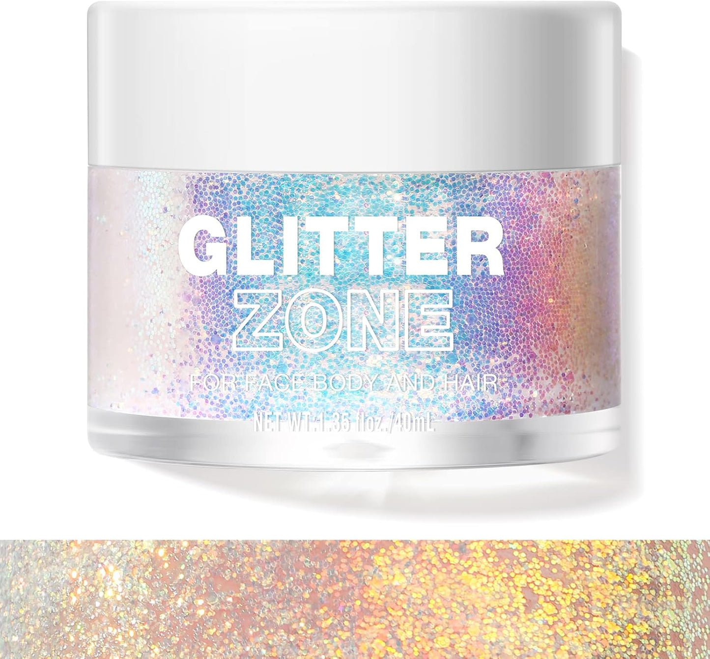 LANGMANNI Holographic Body Glitter Gel for Body, Face, Hair and Lip.Color Changing Glitter Gel Under Light. Vegan & Cruelty Free-1.35 oz (1# Golden Ocean)