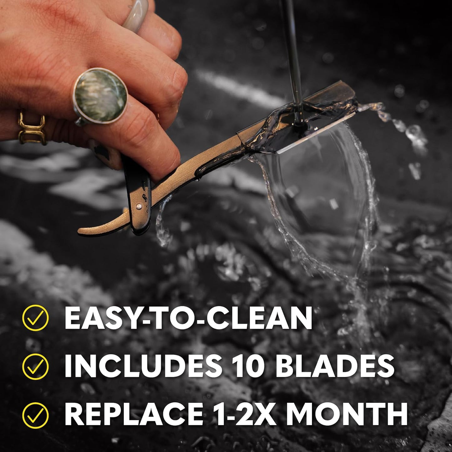 The Beard Club Straight Razor for Men - Navajas Para Barbero - Barber Straight Edge Razor Kit - Premium Single Derby Blade Cutthroat With 10 Replaceable Stainless Steel Blades & Leather Case