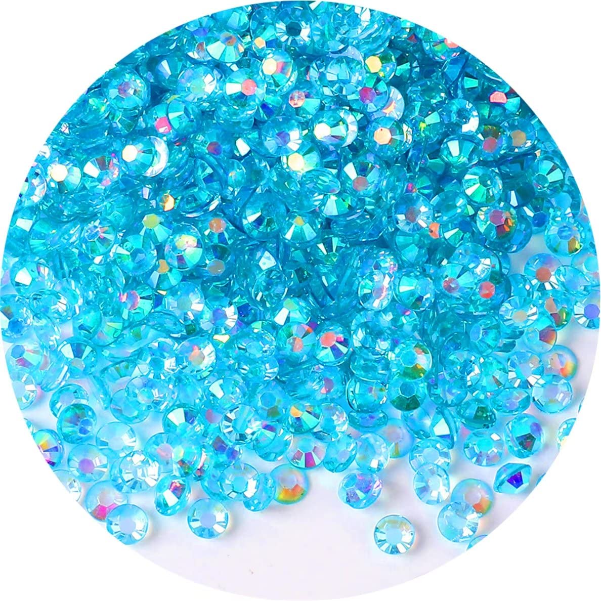 4500 Pcs SS12 3mm AB Flatback Rhinestones for Nails Art Crafts Transparent Glitter Round Gems Crystals DIY Clothes Shoes(Clear Peacock Blue AB)