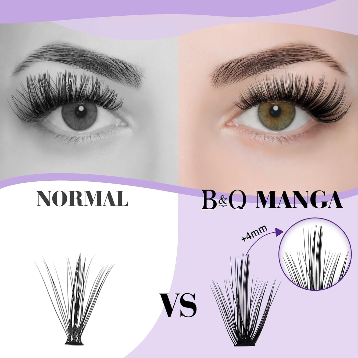 B&Qaugen Manga Lash Clusters DIY Individual Lashes 40D-D-13 300 PCS False Eyelash Cluster Manga Cluster 30D 40D 50D D Curl Eyelash Extensions at Home (40D-D-13)