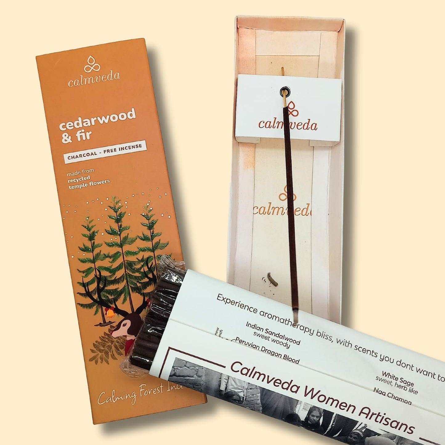 Balsam Cedar Incense Sticks - (80 Scented Sticks) Charcoal Free, Made from Upcycled Flowers | Like Freshly Cut Christmas Tree Incense Sticks, Cypress Woodsy & Moss Notes | for Holiday Cheers