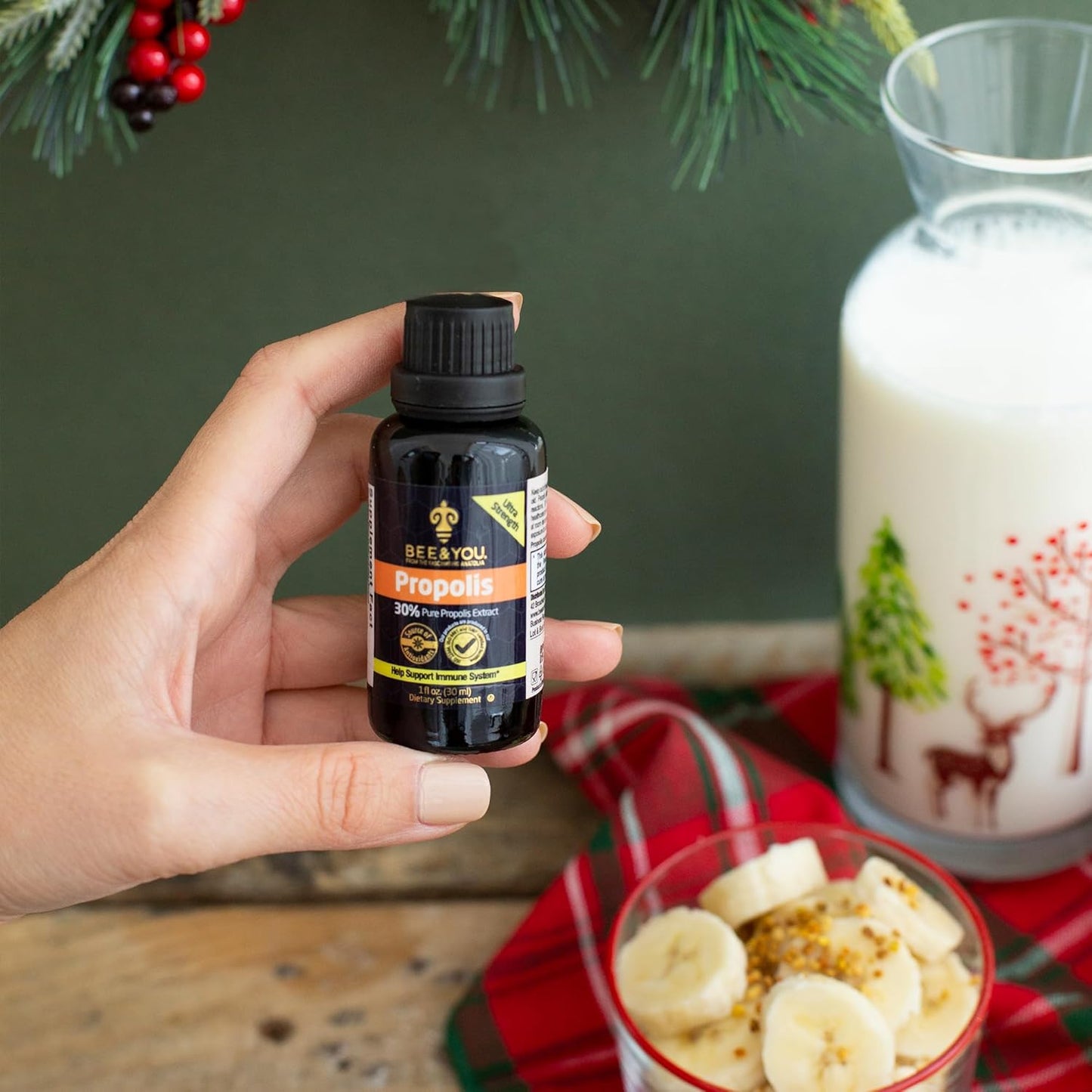 Bee and You Propolis Liquid Extract Drops, 30% Propolis, Ultra Pure, Immune Support Supplement, Sore Throat, Allergy Relief, Respiratory, Antioxidants, Keto, Paleo, Gluten-Free, 1 Fl Oz