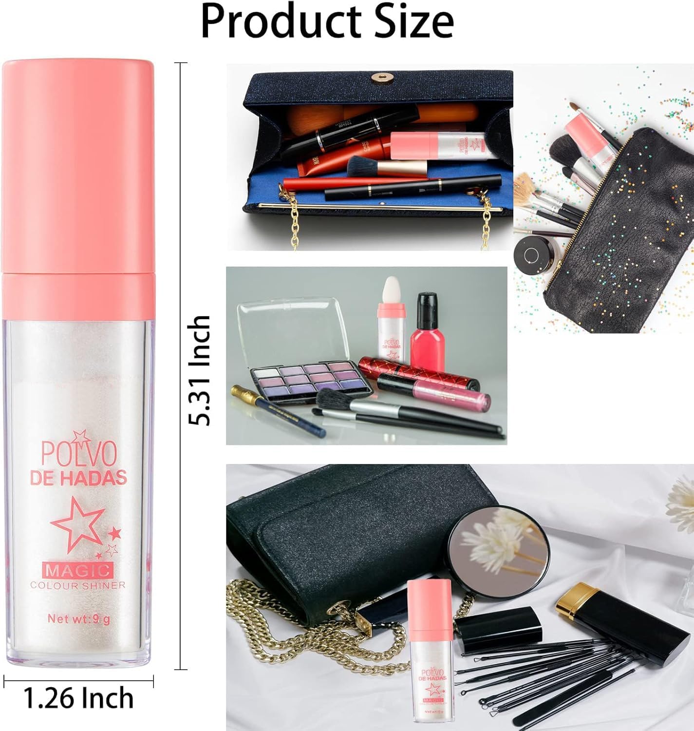 3 Color Polvo De Hadas, Body Glitter Highlighter Powder Fairy Stick for Makeup Shimmer and Shine High Gloss Blush Contour Powder Makeup - Sparkle Patting for Hair Face Eyes Body